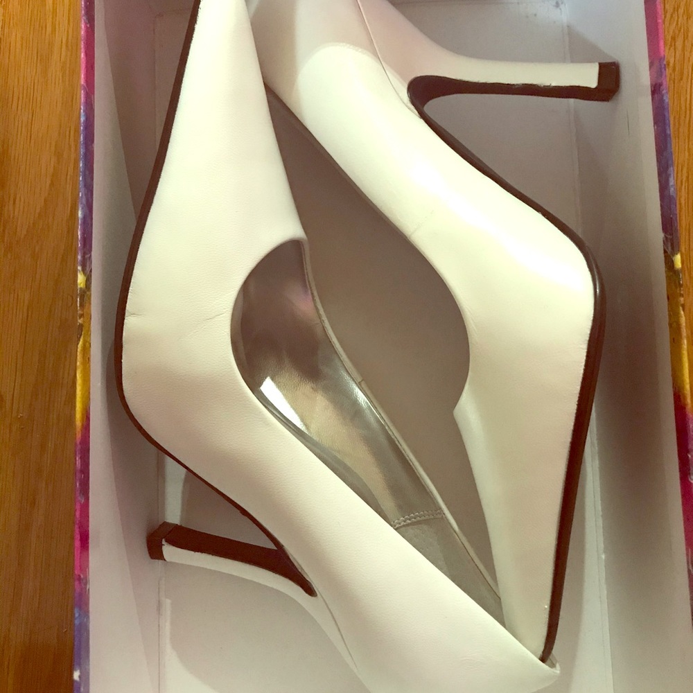 High heeled leather shoes